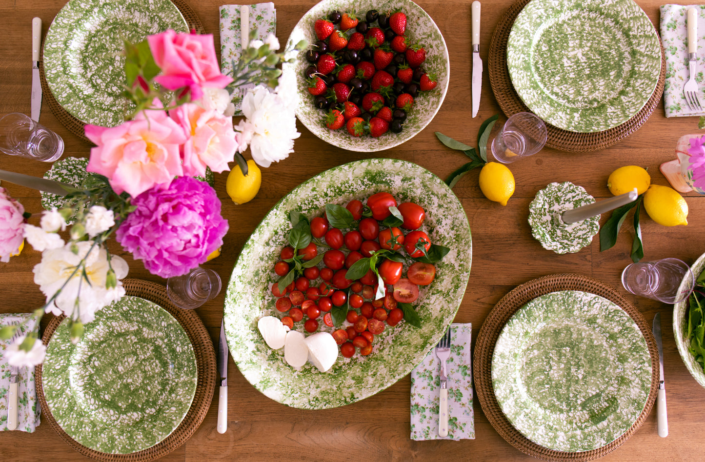 Green Spongeware Dinnerware Set (12 Piece)