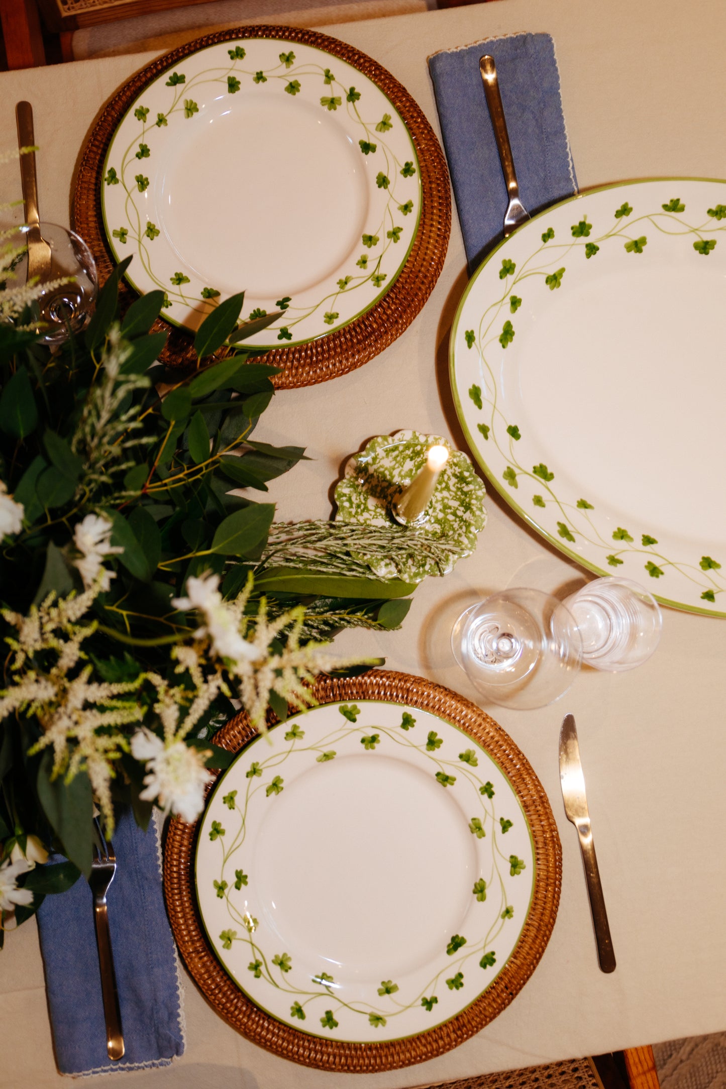 Glenmalure Large Oval Serving Platter with Shamrock Design