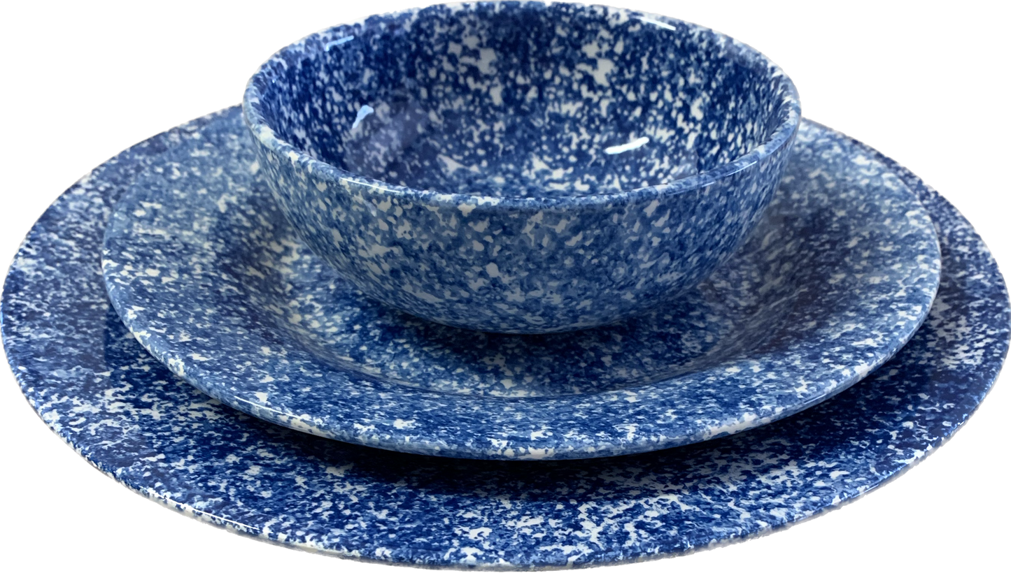 Blue Spongeware Dip Bowl