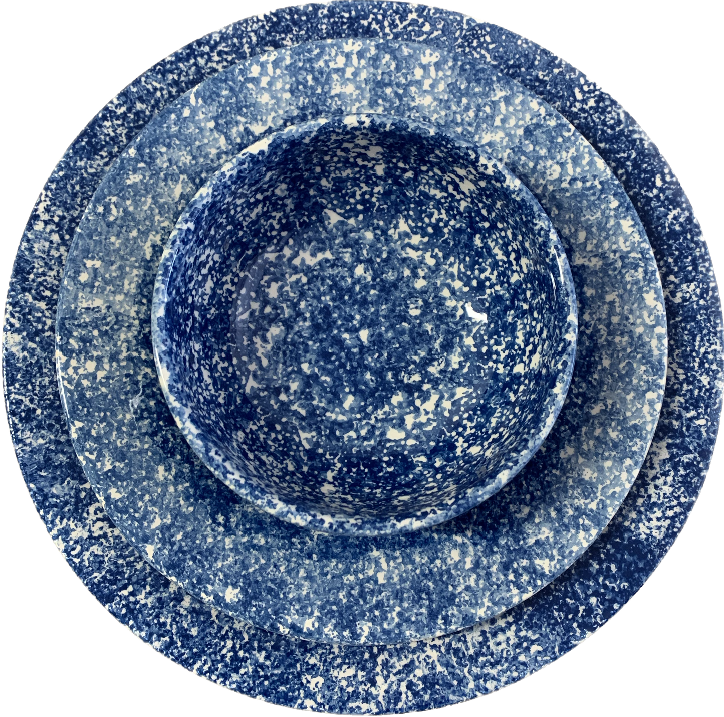 Blue Spongeware Dinner Plate