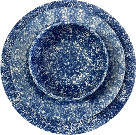 Blue Spongeware Dinner Plate