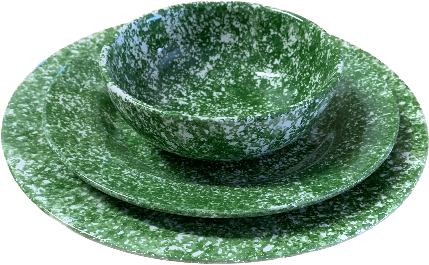 Green Spongeware Side Plate