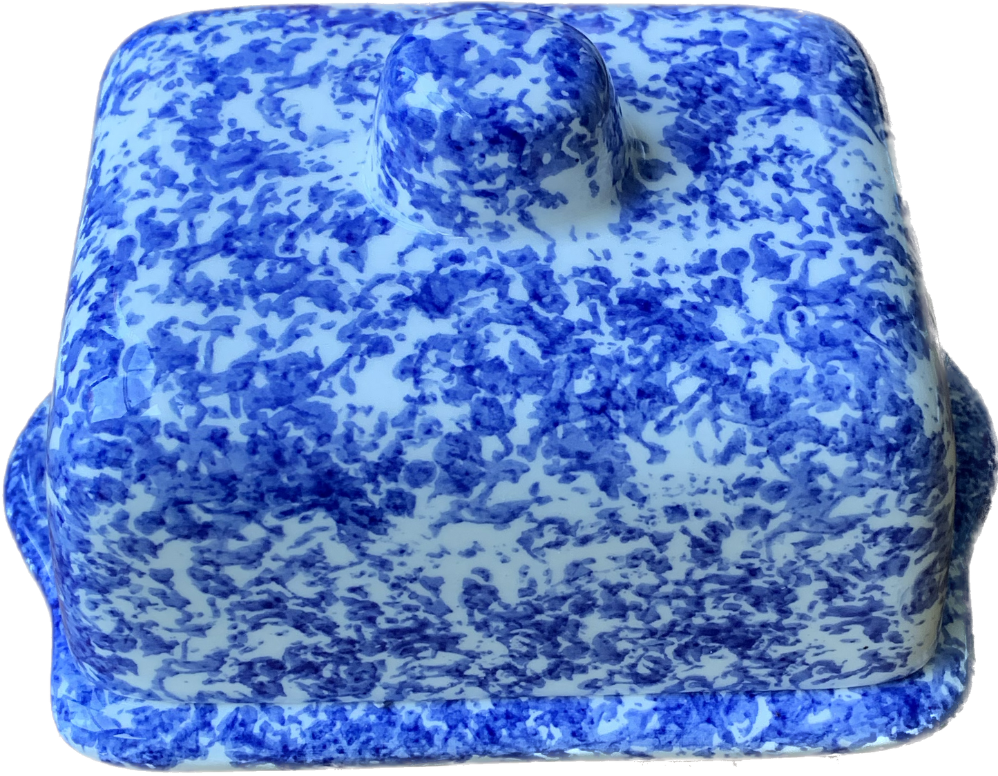 Blue Spongeware Butter Dish