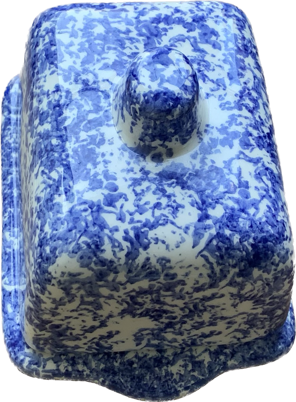 Blue Spongeware Butter Dish