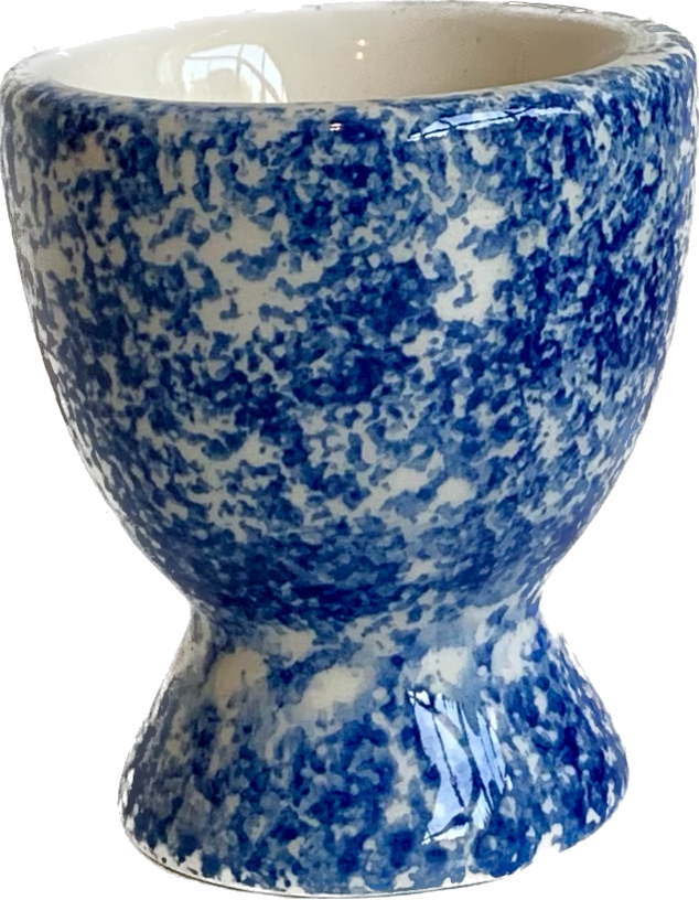 Blue Spongeware Egg Cup