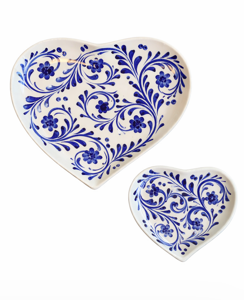 Porto Cobalt Blue Foliage Small Heart Plate