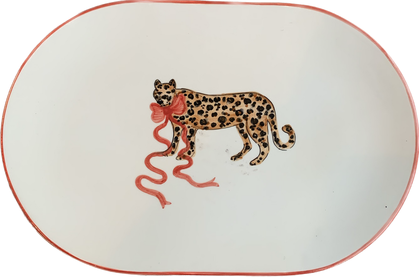 St. Moritz Leopard with Bow Oval Plate