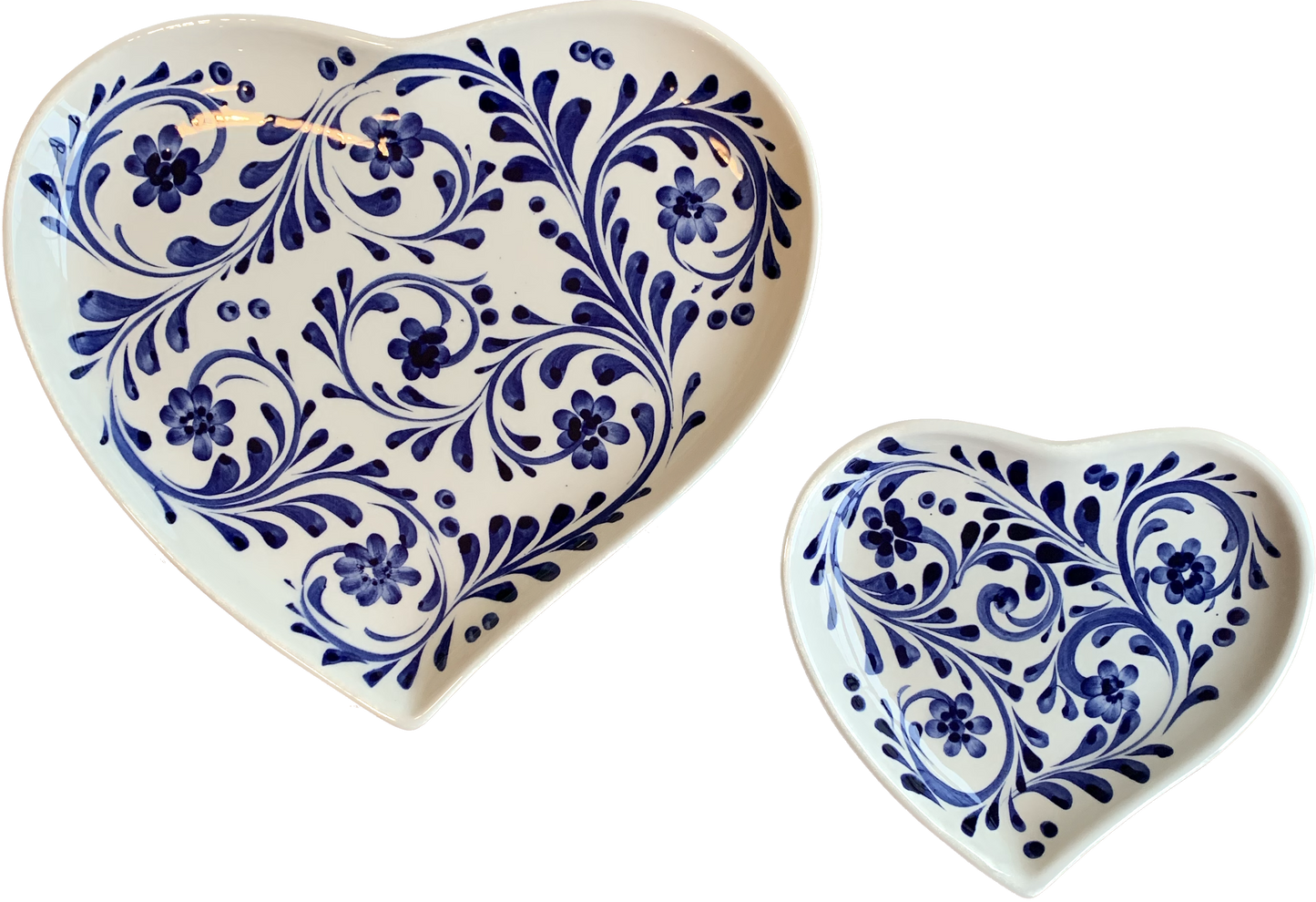 Porto Cobalt Blue Foliage Medium Heart Plate