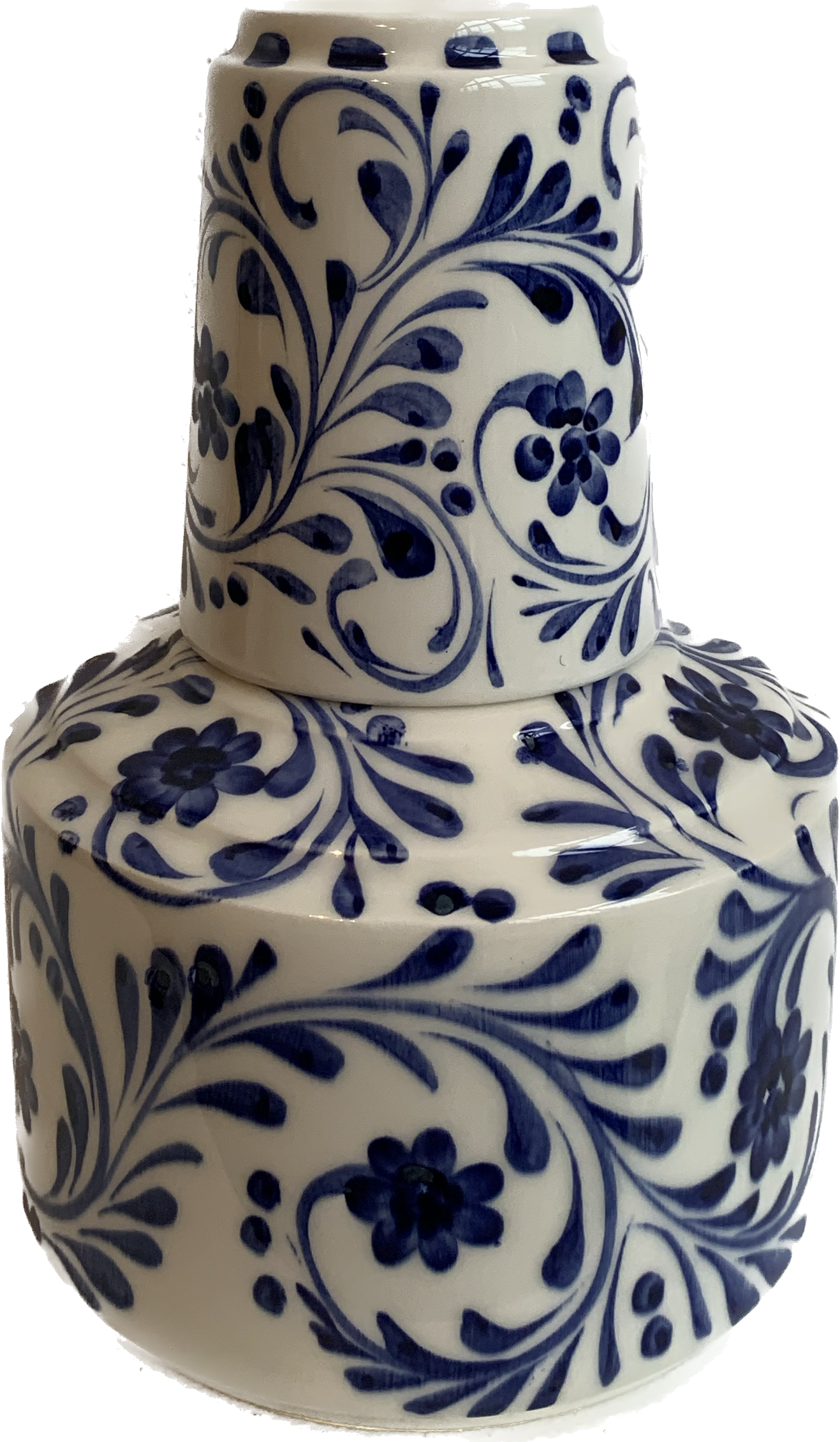 Cobalt Blue Foliage Bedside Carafe and Tumbler Set