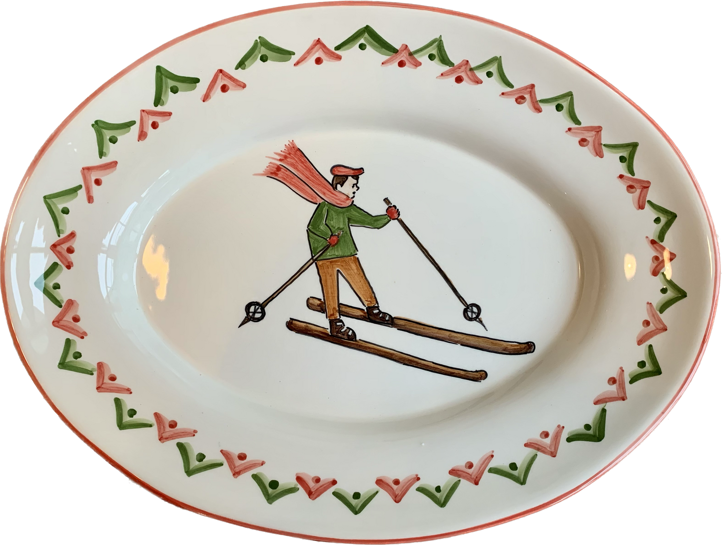 St. Moritz Vintage Skier Medium Oval Serving Platter