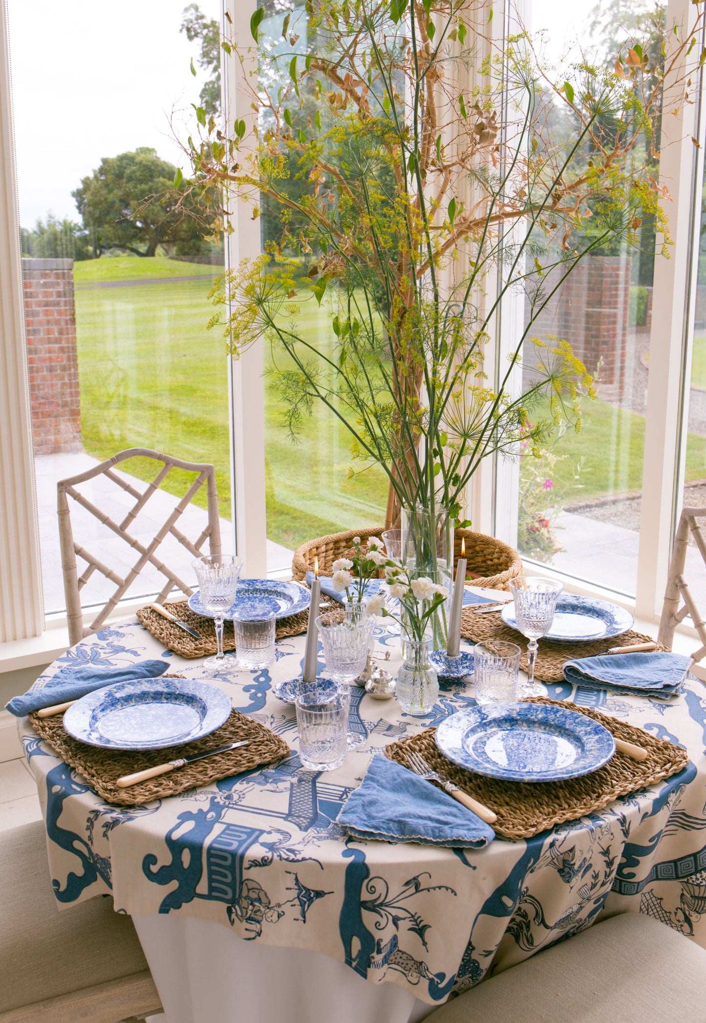 Blue Spongeware Dinner Plate