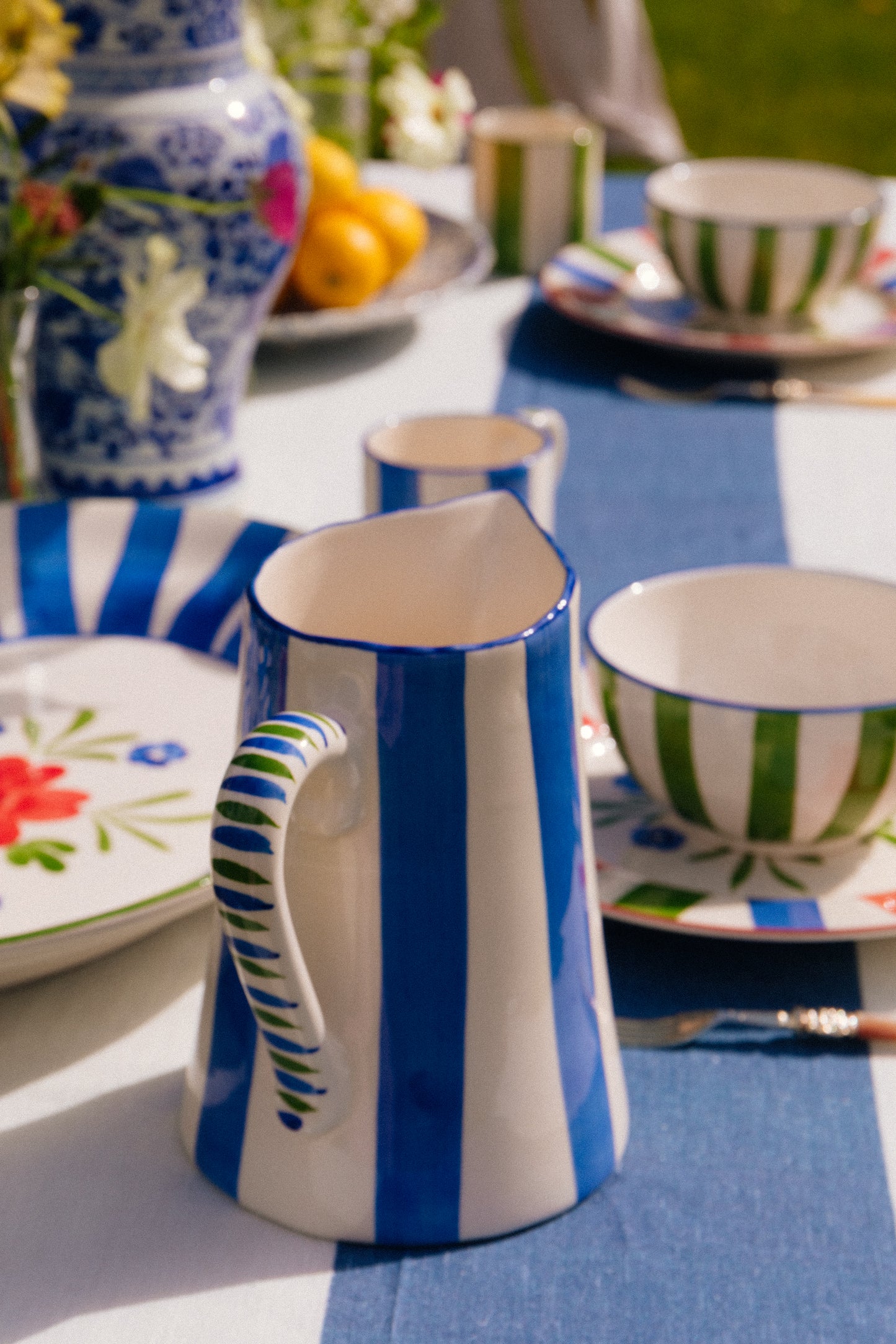 Scopello Blue and White Stripe Jug
