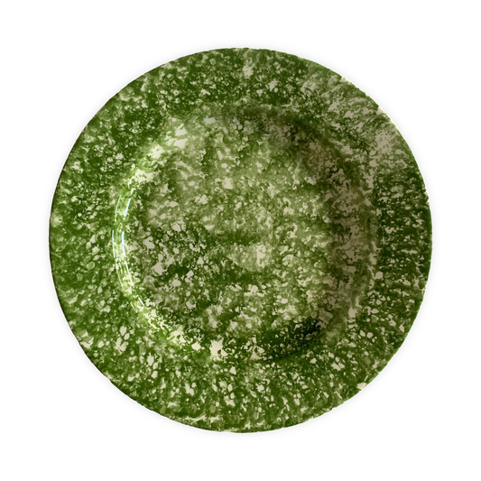 Green Spongeware Dinner Plate