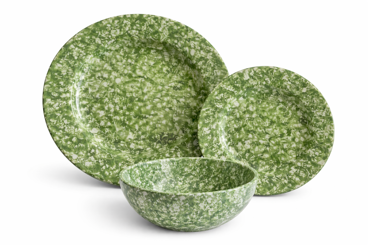 Green Spongeware Dinnerware Set (12 Piece)