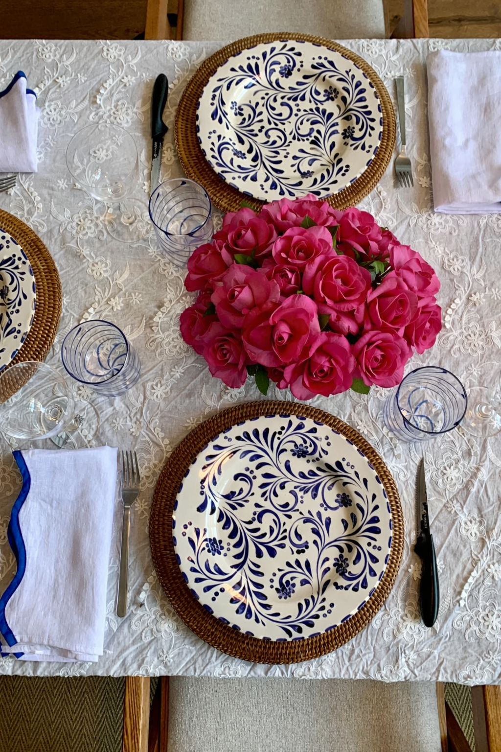 Blue Scallop Irish Linen Napkins, Set Of 4