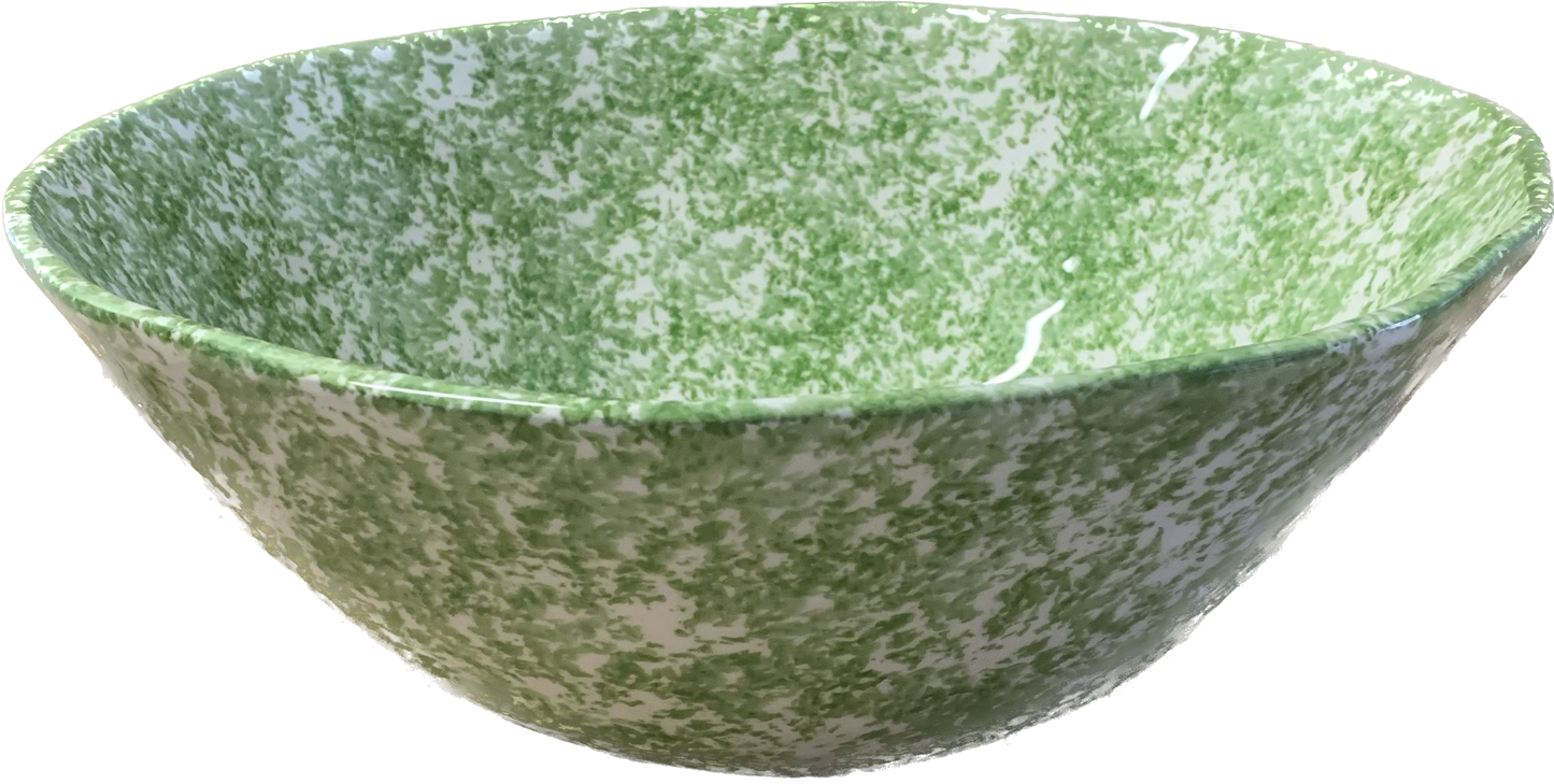 Large Green Spongeware Salad Bowl