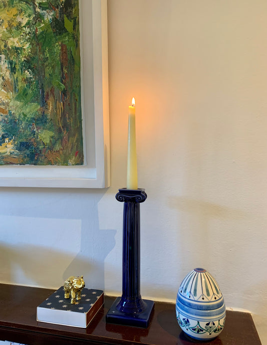 Navy Greek Column Candlestick