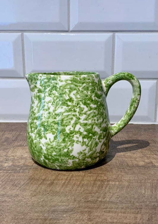 Green Spongeware Milk Jug