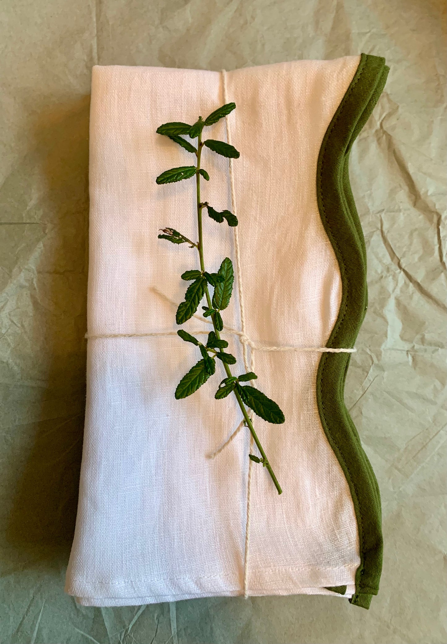 Green Scallop Irish Linen Napkins, Set Of 4