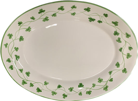 Glenmalure Large Oval Serving Platter with Shamrock Design