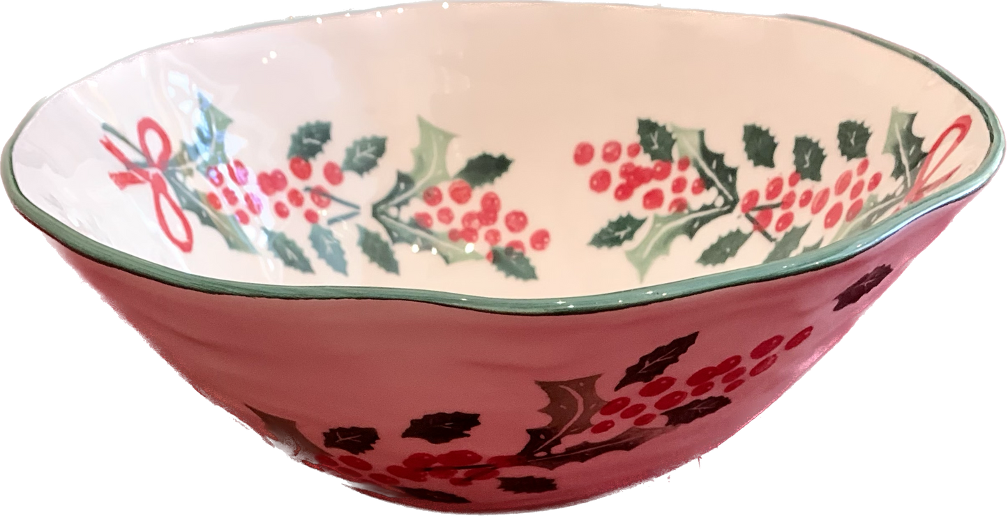 St. Moritz Large Bowl with Holly Design