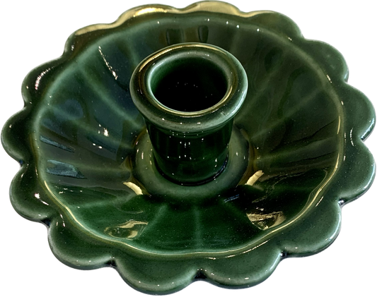 Dark Green Scallop Candleholder