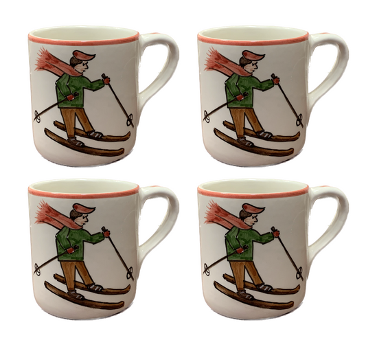 St. Moritz Vintage Skier Set of 4 Mugs