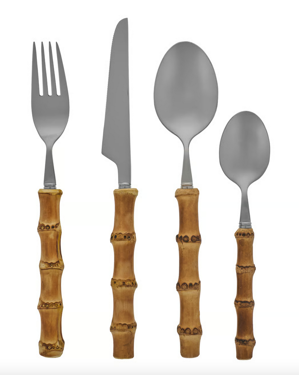 24 Piece Bamboo Cutlery Set