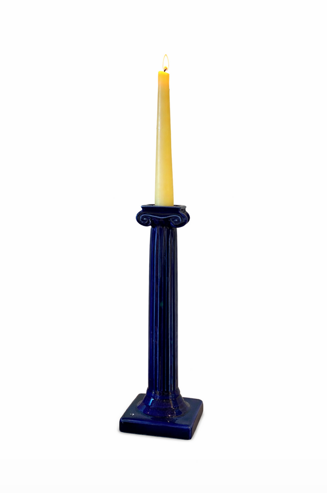 Navy Greek Column Candlestick