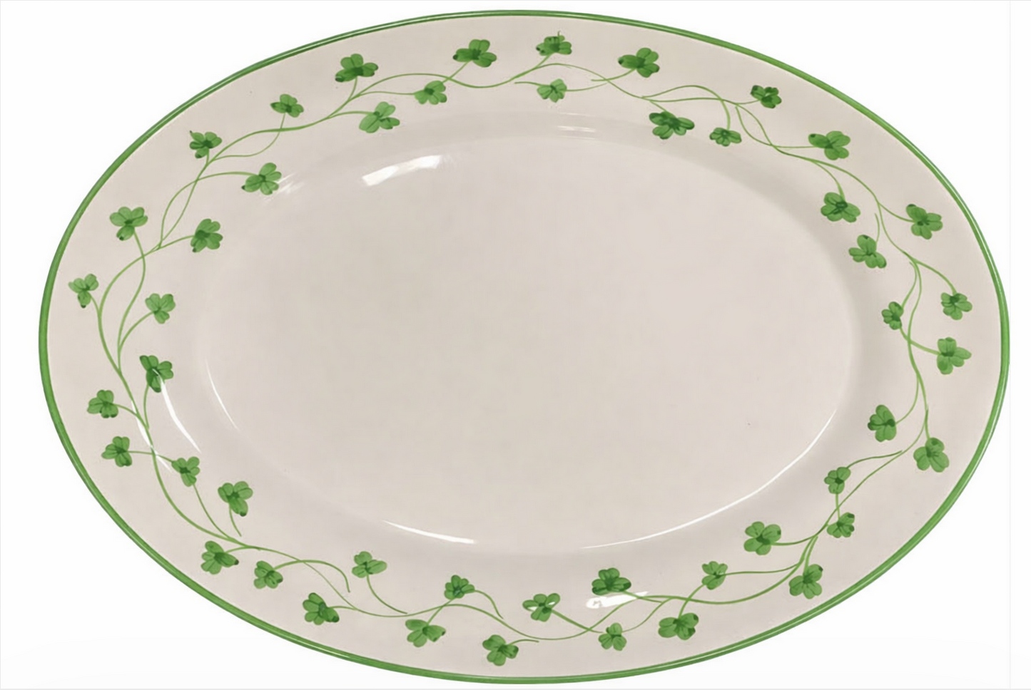 Glenmalure Large Oval Serving Platter with Shamrock Design