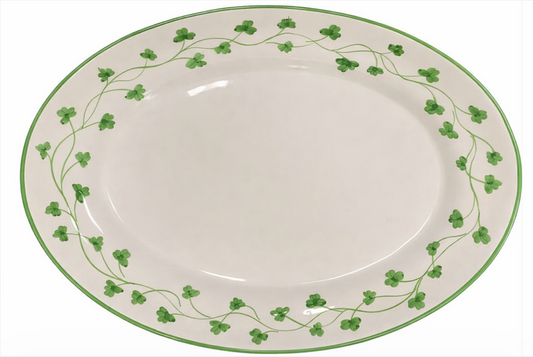 Glenmalure Large Oval Serving Platter with Shamrock Design