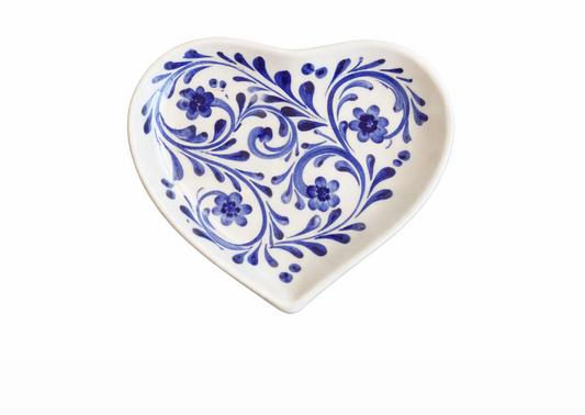 Porto Cobalt Blue Foliage Small Heart Plate