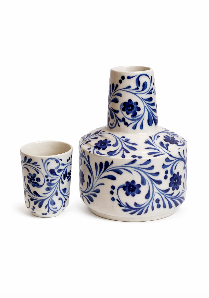 Porto Cobalt Blue Foliage Bedside Carafe