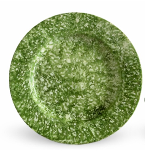 Green Spongeware Side Plate
