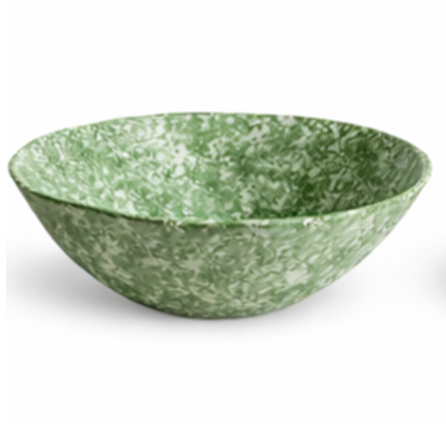 Large Green Spongeware Salad Bowl