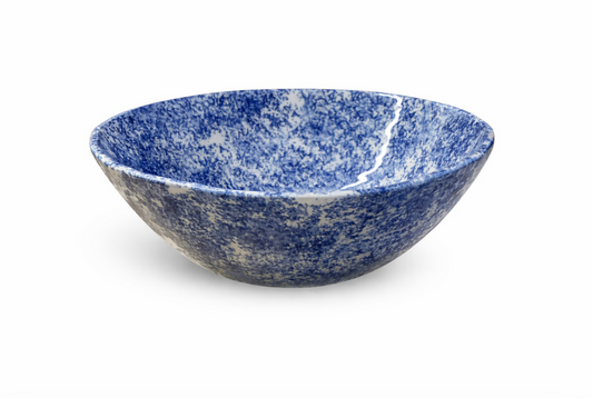 Large Blue Spongeware Salad Bowl