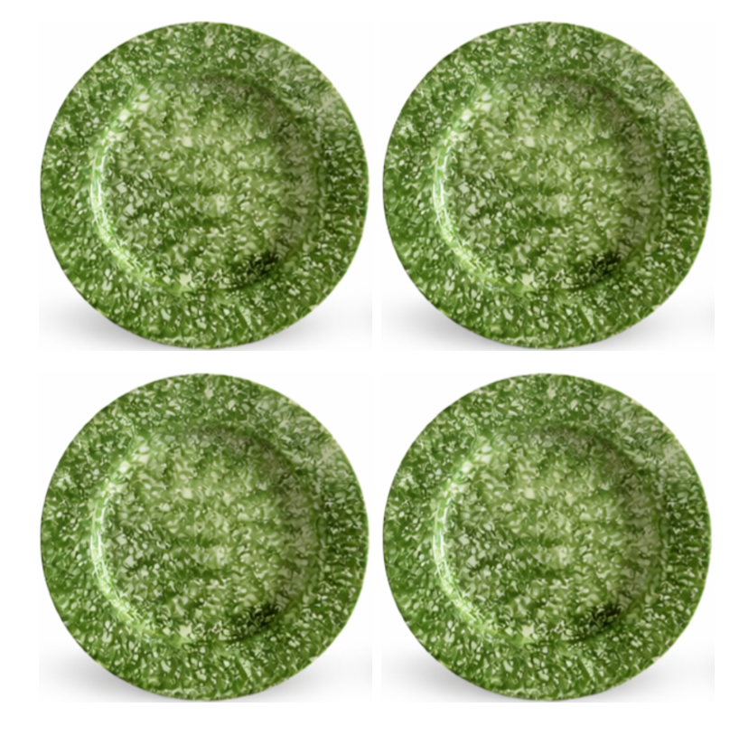 Green Spongeware Dinner Plate Set (4 Piece)