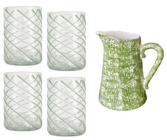 Green Spongeware Aperitivo Set