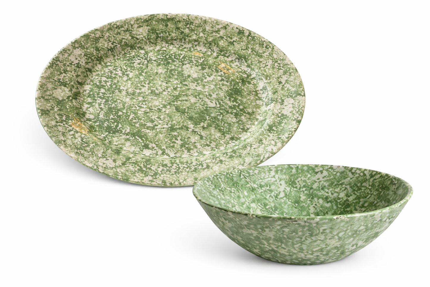 Green Spongeware Serveware Set (2 Piece)
