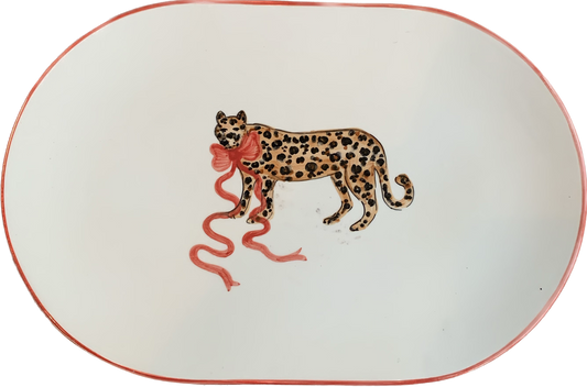 St. Moritz Leopard with Bow Oval Plate
