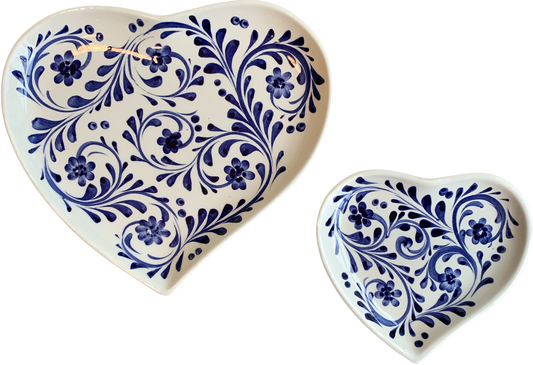 Cobalt Blue Foliage Small Heart Plate