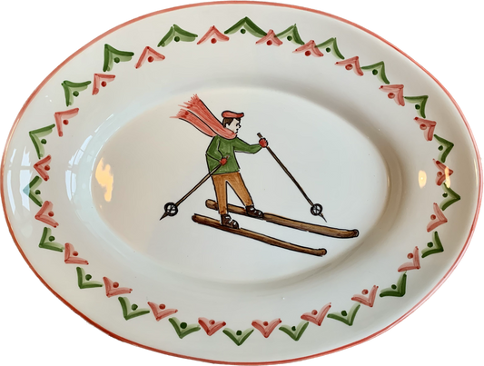 St. Moritz Vintage Skier Medium Oval Serving Platter